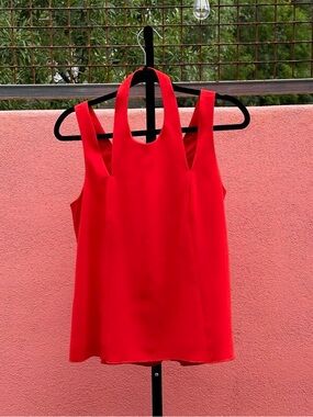 Trina Turk Orange Sleeveless Halter Cut Out Blouse